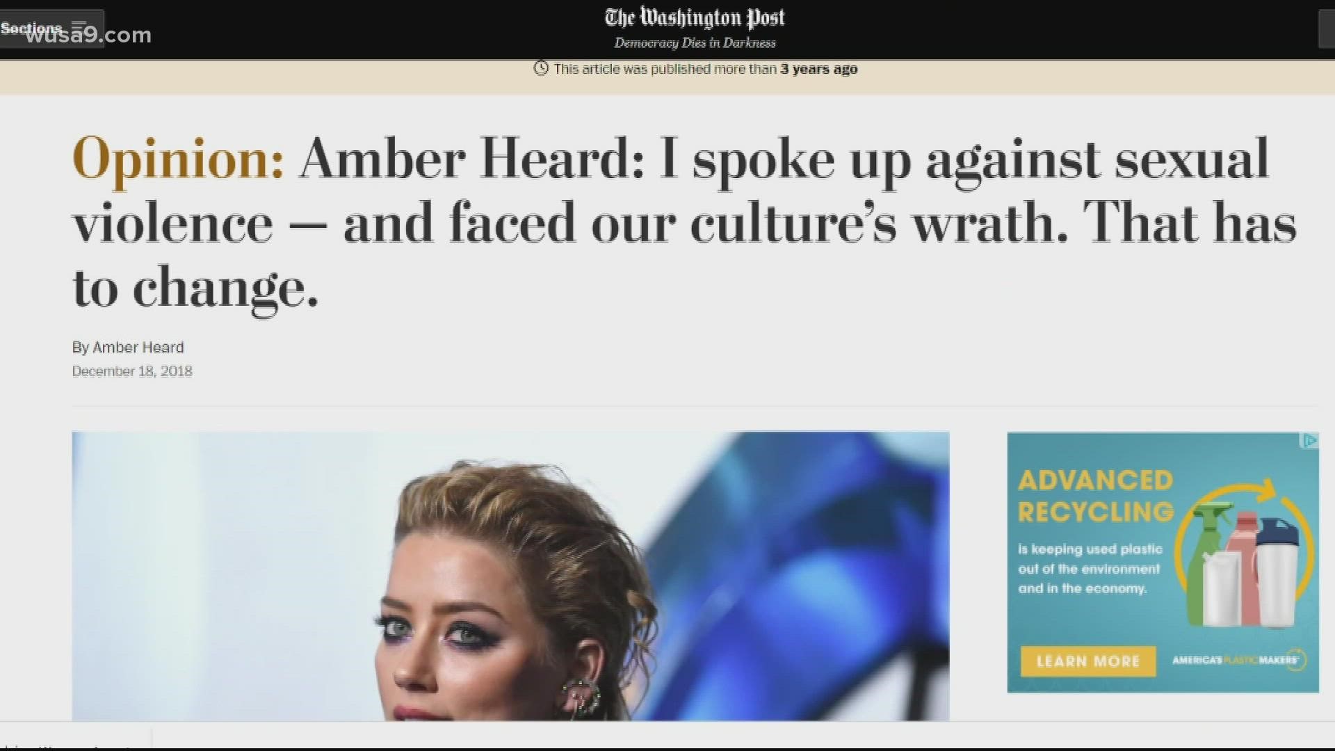 The case comes over a Washington Post Op-ed written by Amber Heard.