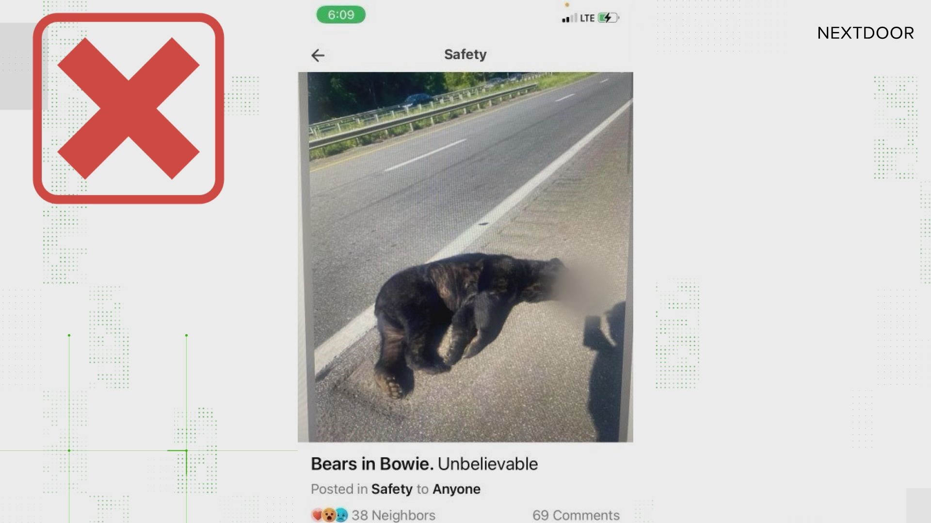 A photo of a dead black bear on Nextdoor has one viewer asking the VERIFY team, are there bears in Prince George's County?