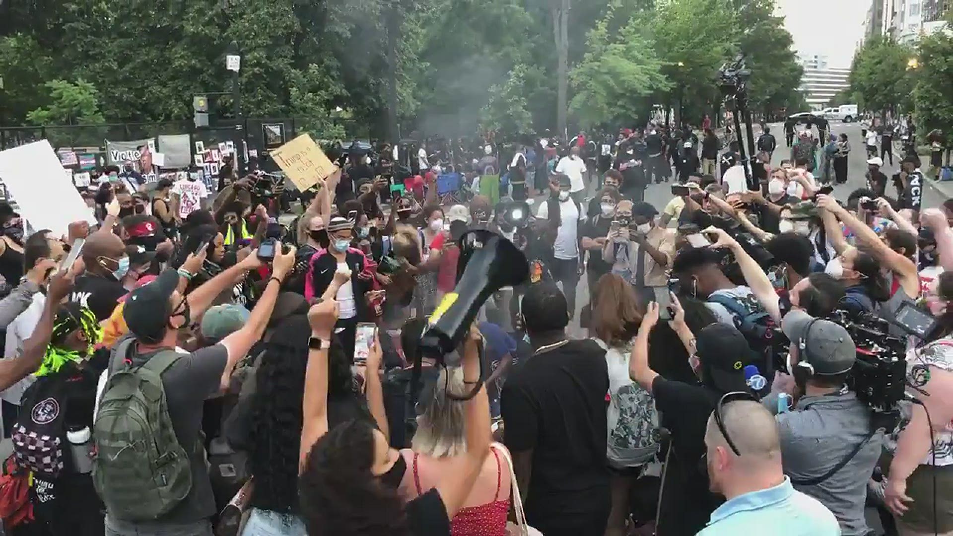 The flag-burning happened while President Donald Trump and the White House hosted its "Salute To America" Fourth of July celebration on Saturday.