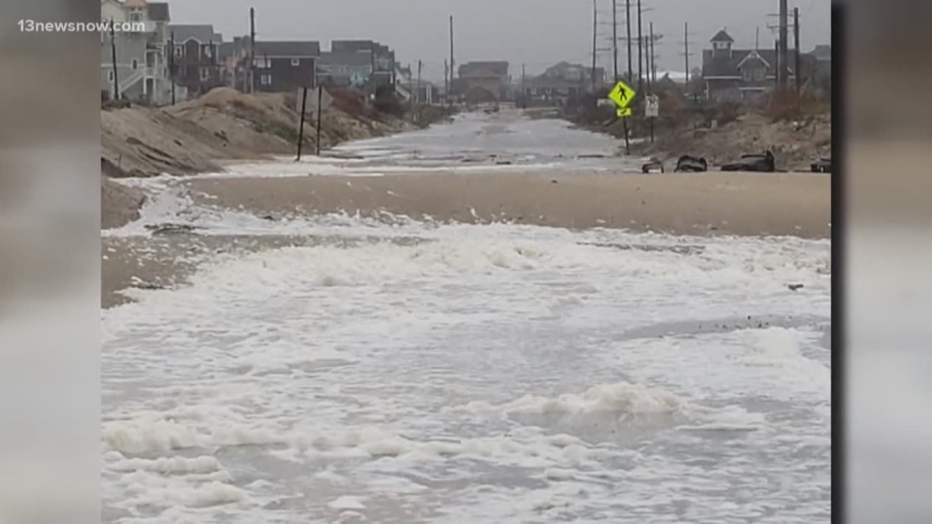 NCDOT officials said waves are still coming up over the sound dunes making NC-12 impassable and dangerous. The Nor'easter also knocked out power for many.