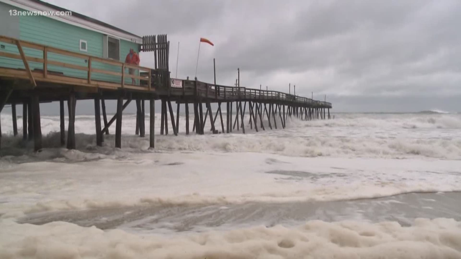 Part of the Nags Head Fishing Pier was washed away as Hurricane Dorian slammed into the Outer Banks. The Avalon Fishing Pier was also seriously damaged from the storm.