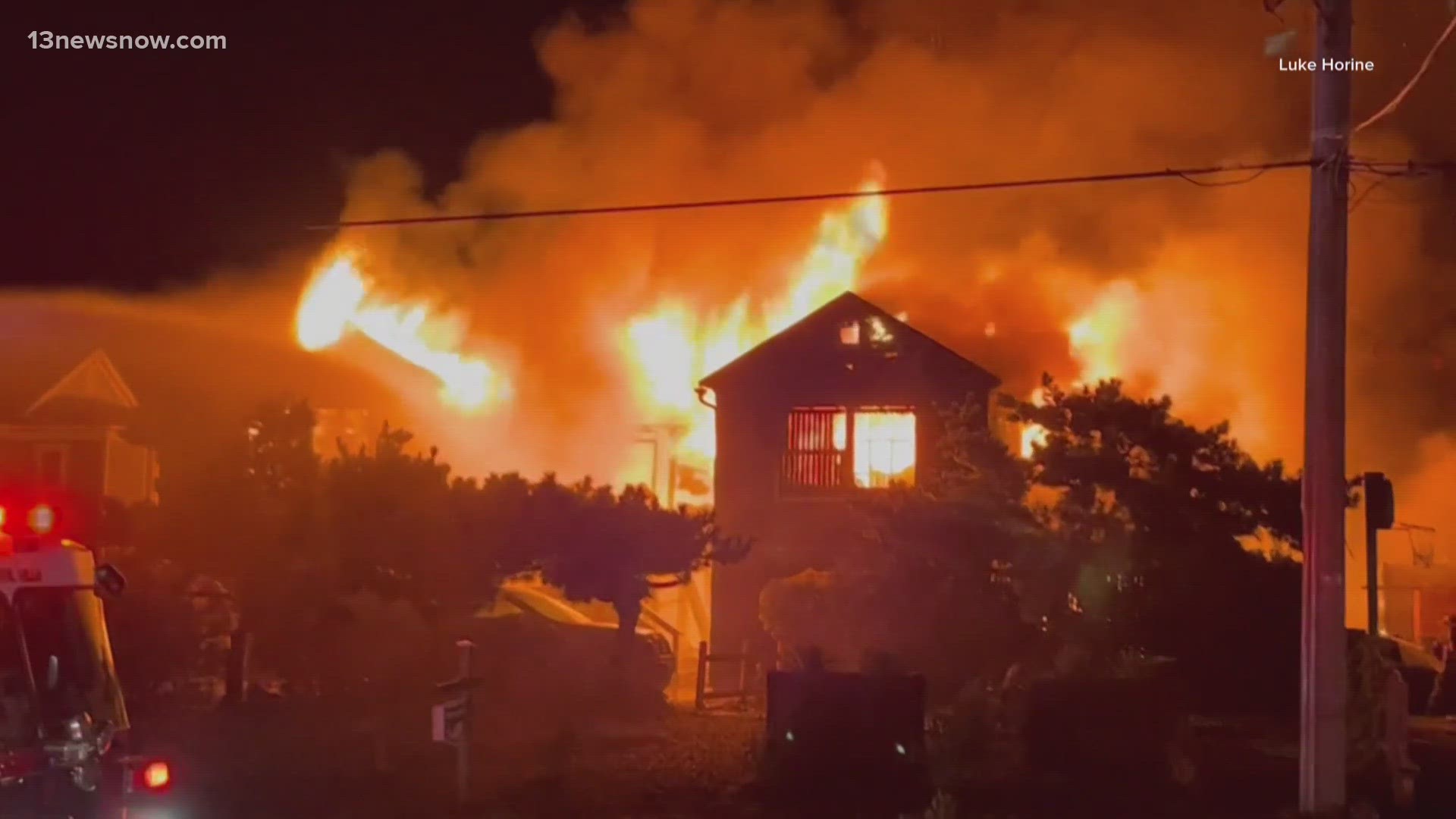 The fire happened at a four-bedroom home at 1800 North Virginia Dare Trail that was historically designated in 2011.