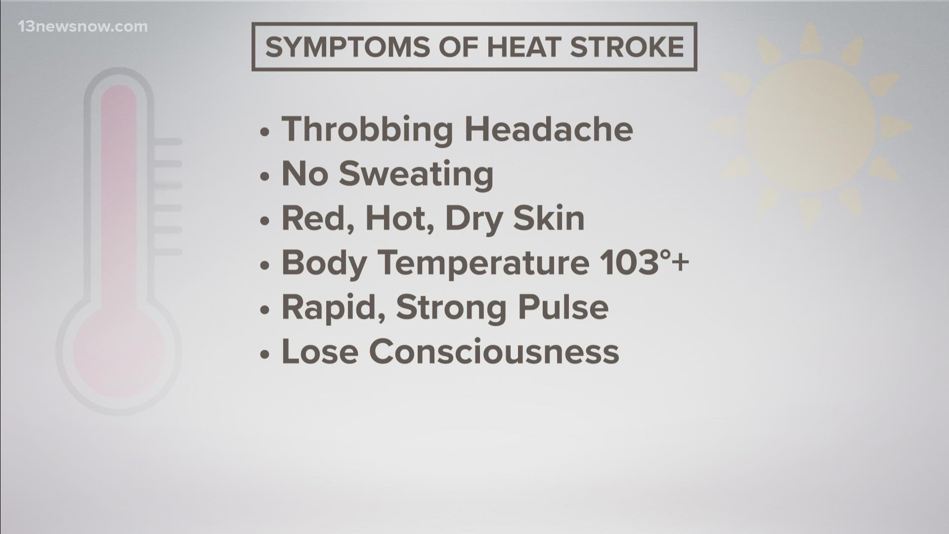 We take a look at the symptoms of both heat-related illnesses as temperatures skyrocket across Hampton Roads.