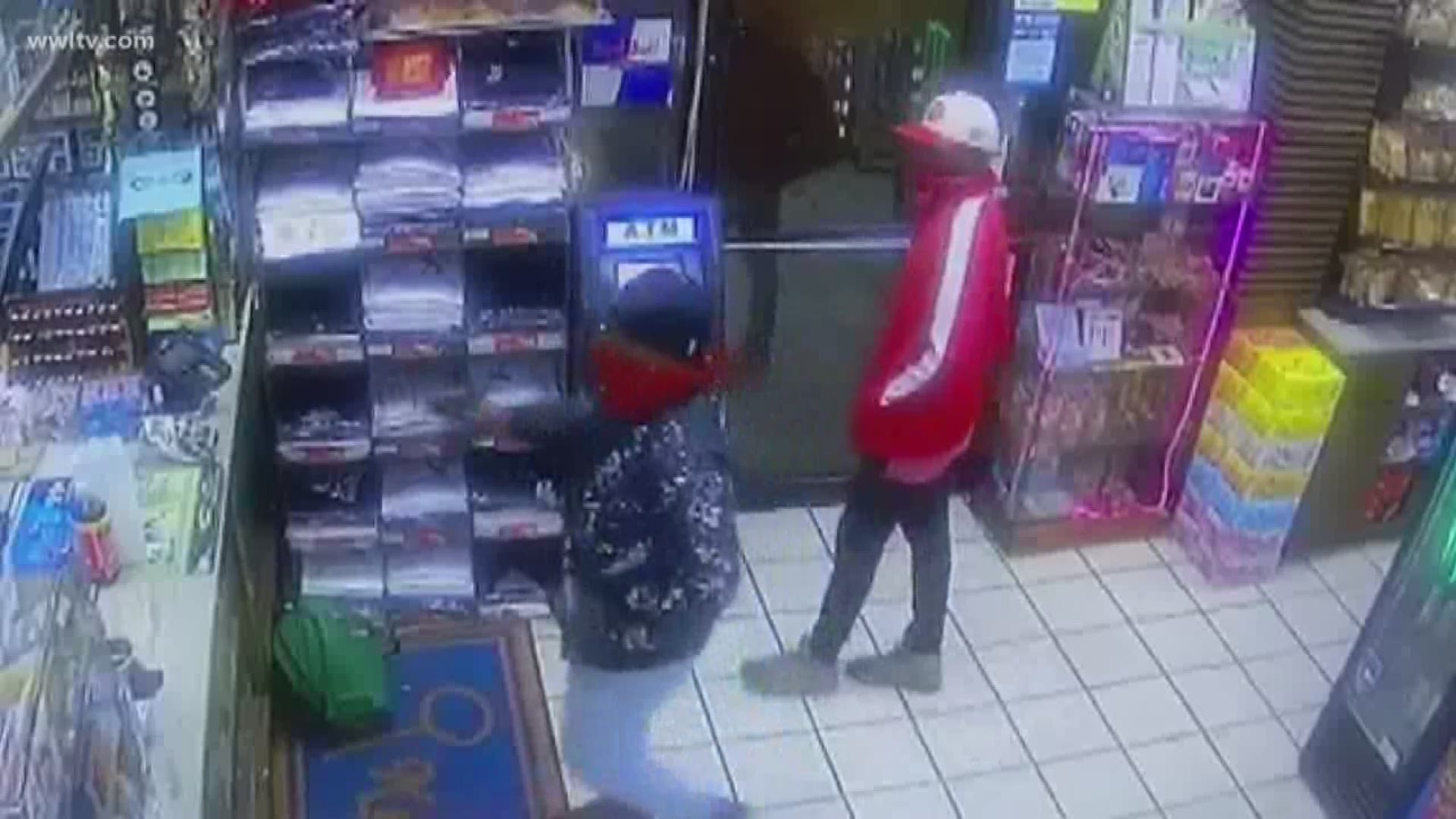 In the video, you can then see the clerk pick up a chair and chase the two men out of the store.