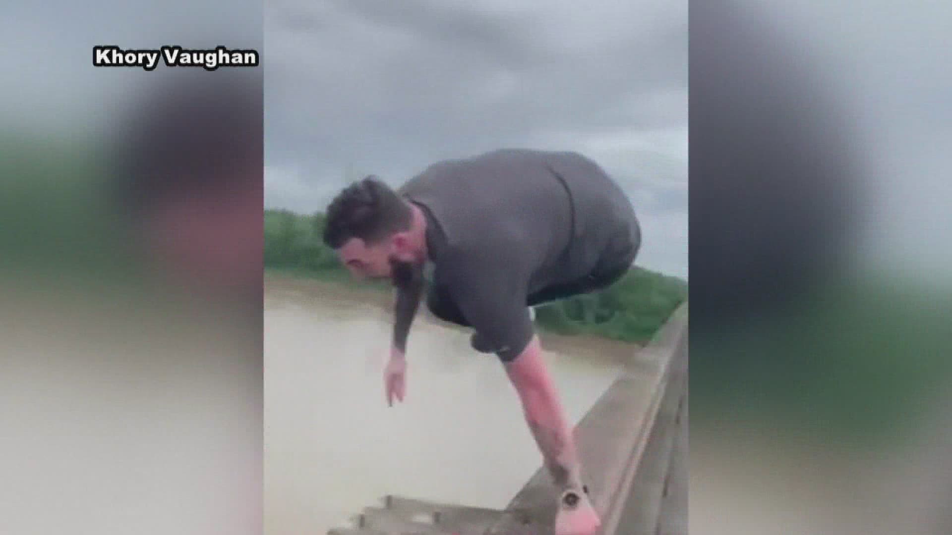 Viral video shows man jump from I10 bridge during gridlocked traffic