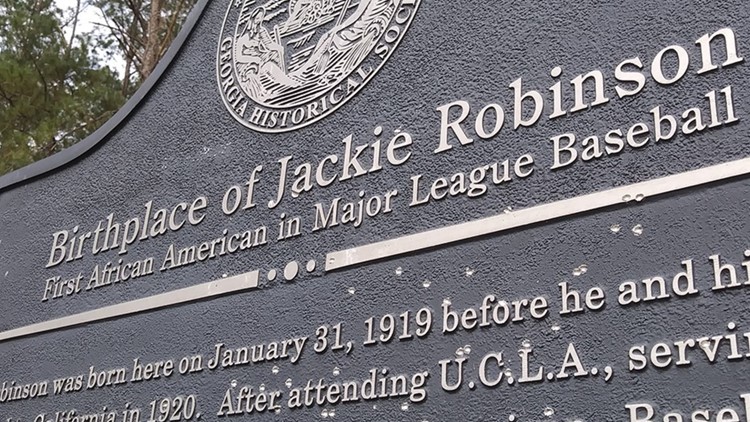 Jackie Robinson historical marker vandalized, shot at in south Georgia